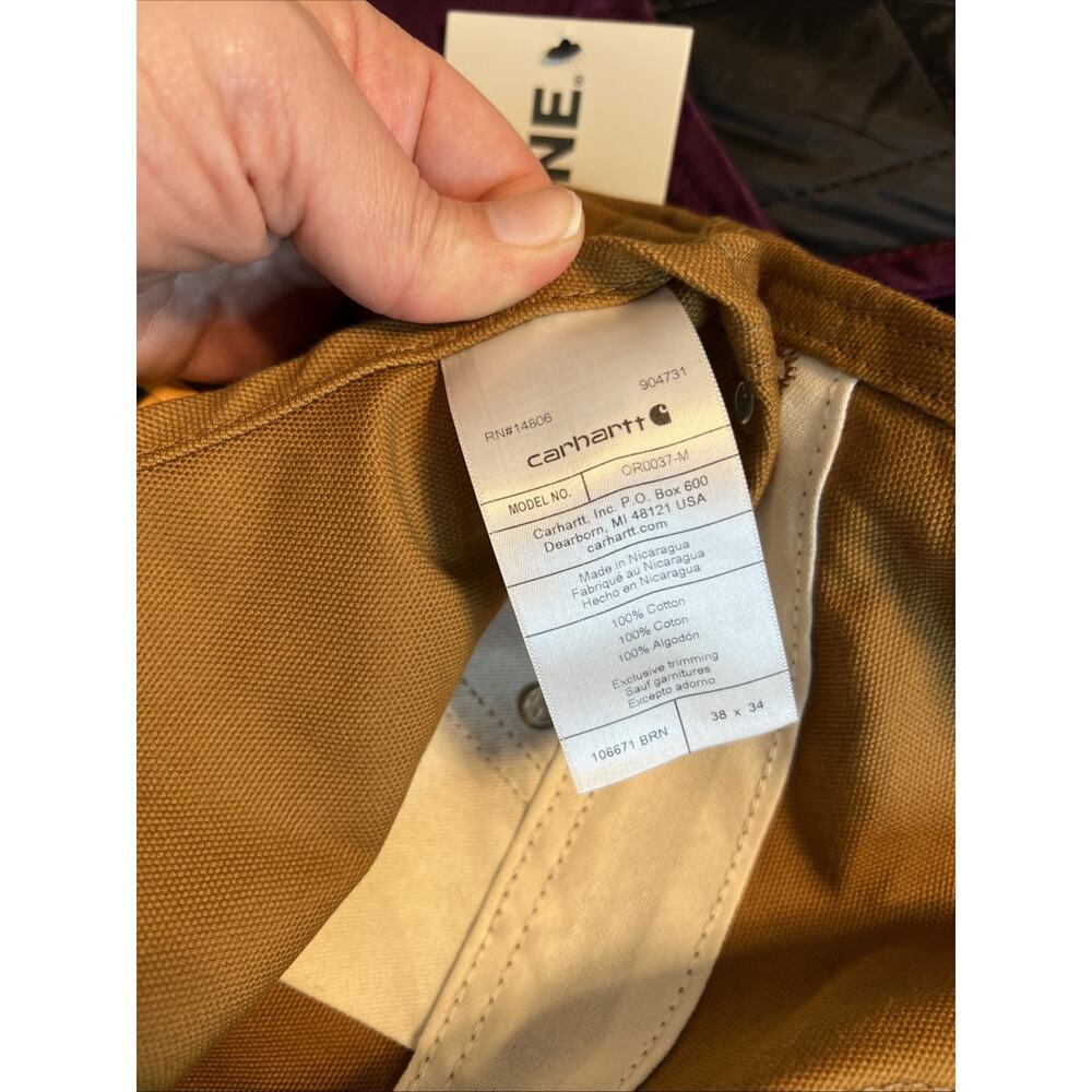 Carhartt Mens Firm Duck Bib Overalls Brown Size 38X34 Work Wear Cotton Rugged - Picture 10 of 10